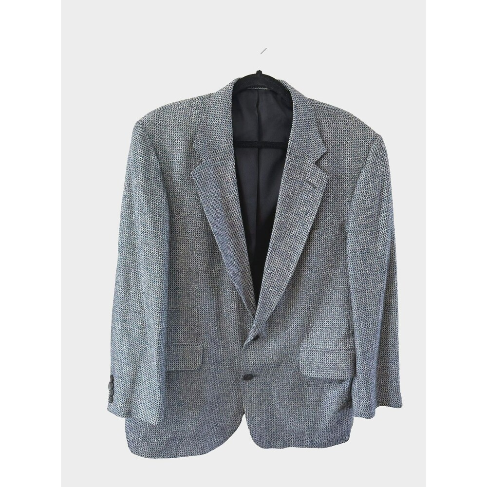 42R Men's Vintage Bachrach Blazer Hypercolor Blue Weave Wool Sport Coat VTG